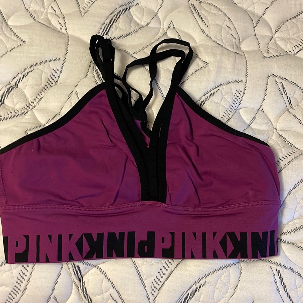 Pink Victoria’s Secret sports bra